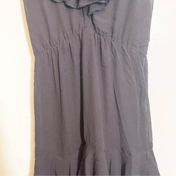 H&M Womens V-Neck Sleeveless Layered Hem Ruffle Trim Dress Black Size 8 - Picture 5 of 14